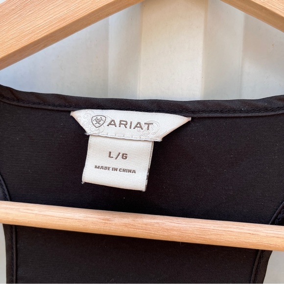 Ariat Blouse Black Mesh Silk Racerback Womens Sleeveless Large L - Picture 3 of 9